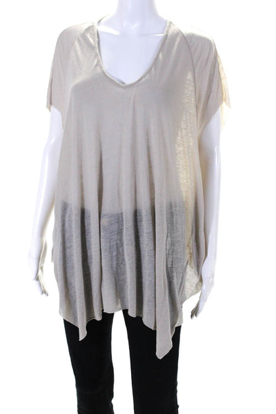 Helmut Lang Womens Cotton Jersey Knit Asymmetrical Hem Blouse Top Gray Size M