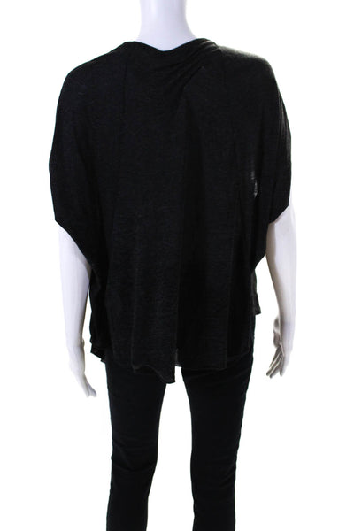 Helmut Lang Womens Cotton Jersey Knit V-Neck Asymmetrical Hem Shirt Black Size M