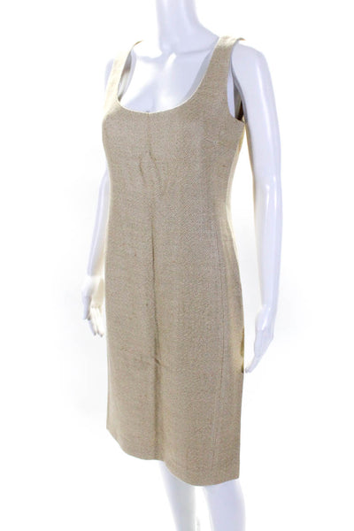 Ralph Lauren Purple Label Womens Linen Scoop Neck Sheath Dress Beige Size 8