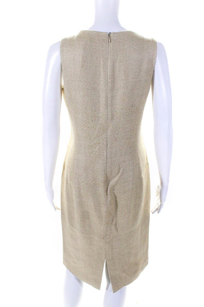 Ralph Lauren Purple Label Womens Linen Scoop Neck Sheath Dress Beige Size 8