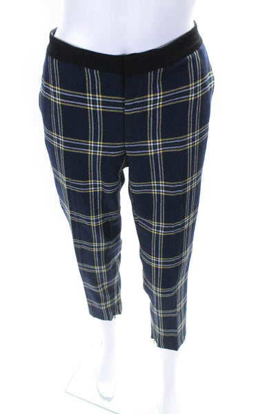 Juicy Couture Womens Wool Plaid Mid Rise Zip Up Straight Leg Pants Blue Size 6