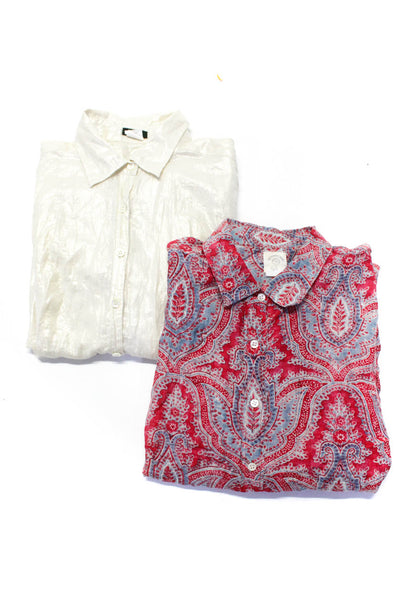 J Crew Womens Collared Button Up Blouses Tops White Size 8 Lot 2