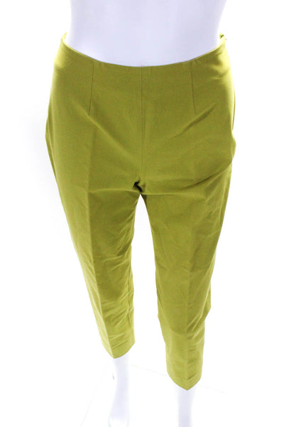 Piazza Sempione Womens Side Zip Mid Rise Pleated Trouser Pants Green Size IT 40