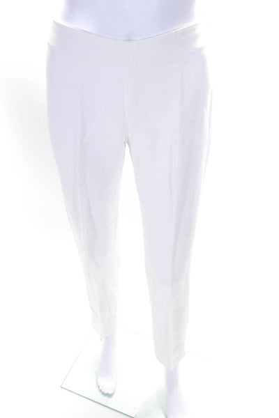 Antonio Berardi Womens Side Zip High Rise Pleated Trouser Pants White Size IT 38