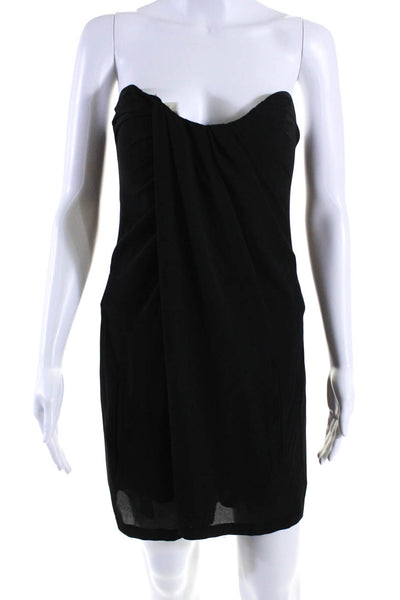 Chris Gramer Womens Strapless Sweetheart Draped Mini Sheath Dress Black Size 3