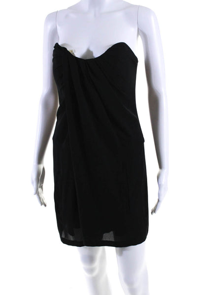 Chris Gramer Womens Strapless Sweetheart Draped Mini Sheath Dress Black Size 3