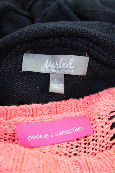 Pookie & Sebastian Marled Womens Touchdown Pointelle Hooded Sweater Medium Lot 2