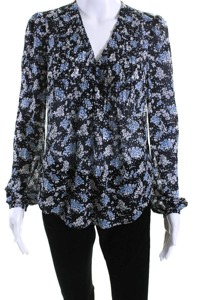 Kenzo Womens Button Front Collared Looking Silk Shirt White Black Size FR 34