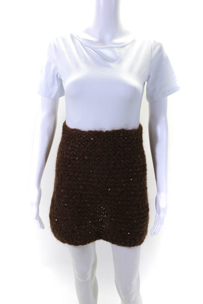 Eileen Fisher Womens Mohair Sequined A Line Skirt Brown Size One Size