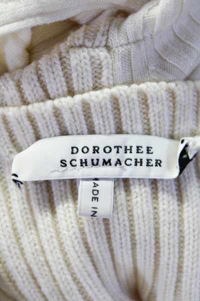 Dorothee Schumacher Womens Wool Ribbed Long Sleeve Cut-Out Sweater White Size 3