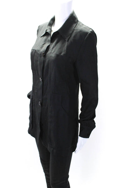 Valentino VZone Womens Silk Buttoned Darted Long Sleeve Blouse Black Size EUR42