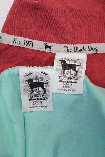 The Black Dog Mens Short Sleeve Collared Polo Shirt Pink Green Small Large Lot 2