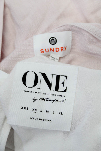 One by One Teaspoon Sundry Womens Dress Hoodie Sweater Pink White XS 0 Lot 2