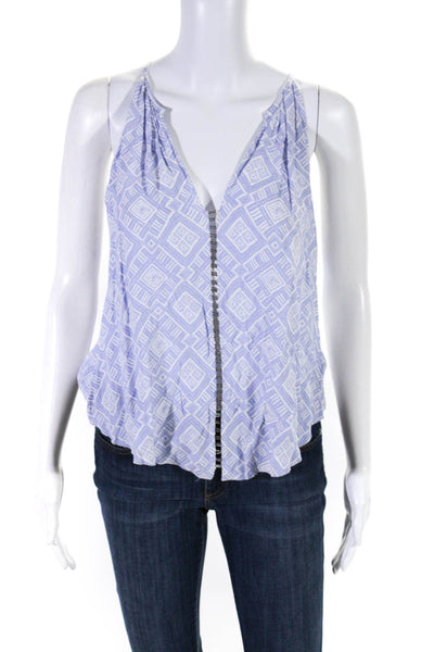 Saylor Womens Lilac Printed Beaded V-Neck Sleeveless Blouse Top Size S