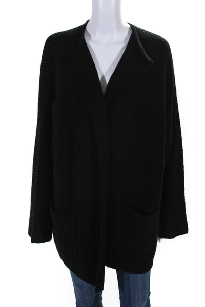 Eileen Fisher Womens Wool Long Sleeve Open Front Cardigan Sweater Black Size 1X