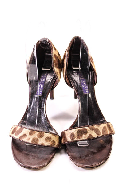 Ralph Lauren Collection Womens Spotted Pony Hair D'orsay Sandals Brown Size 7