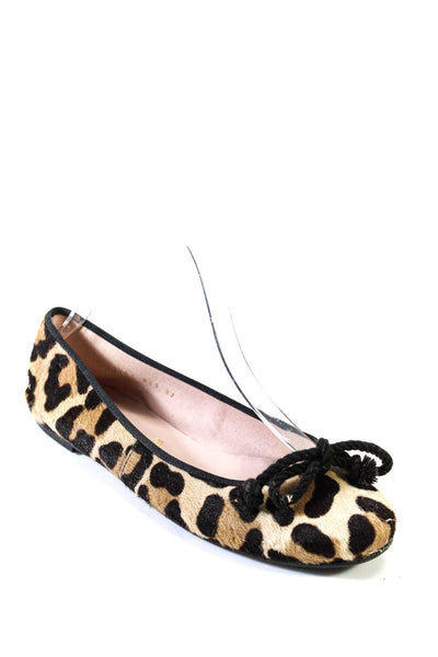 Pretty Ballerinas Womens Leopard Print Pony Hair Ballet Flats Brown Size 37 7