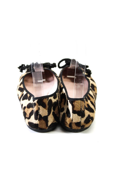 Pretty Ballerinas Womens Leopard Print Pony Hair Ballet Flats Brown Size 37 7