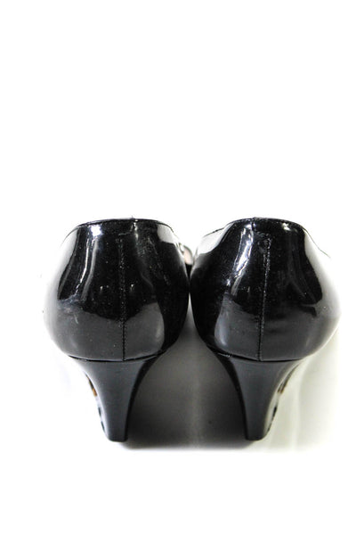 Jimmy Choo Womens Peep Toe Slip On Wedge Pumps Black Patent Leather Size 37 7