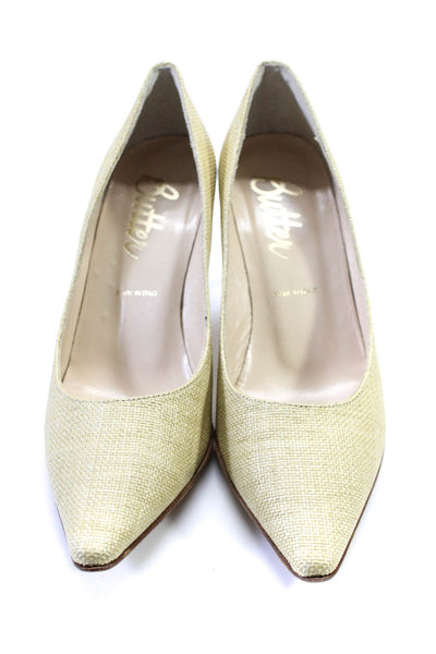 Butter Womens Pointed Toe Woven Straw Slip On Stiletto Pumps Natural Size 7.5