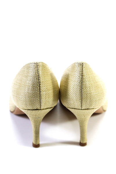 Butter Womens Pointed Toe Woven Straw Slip On Stiletto Pumps Natural Size 7.5