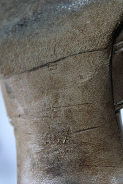 Manolo Blahnik Womens Point Toe Laced Stiletto Mules Pumps Tan Leather 36.5 6.5