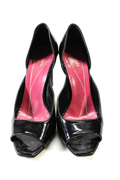 Kate Spade Womens Peep Toe D'orsay Stiletto Pumps Black Patent Leather Size 7