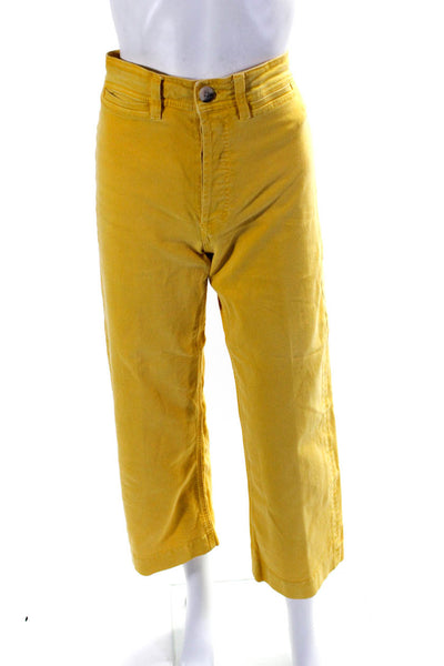 MiH Jeans Womens Button Fly Mid Rise Wide Leg Jeans Yellow Denim Size Small