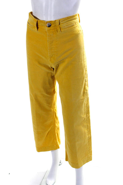 MiH Jeans Womens Button Fly Mid Rise Wide Leg Jeans Yellow Denim Size Small