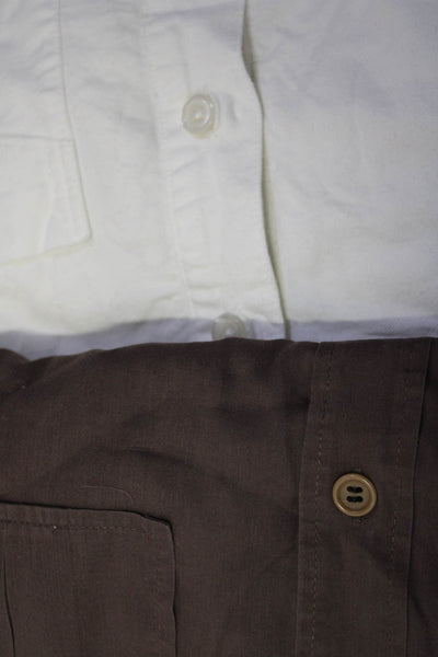 Theory J Crew Womens Button Front Collared Shirts Brown White XS Medium Lot 2