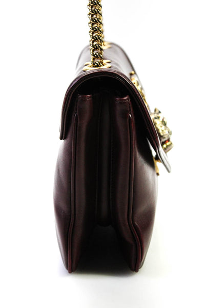 Gucci Womens Leather Rajah Crossbody Shoulder Handbag Wine Red