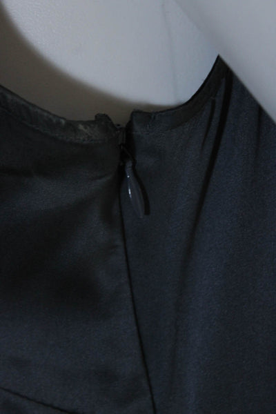 Jenny han Womens Sleeveless V Neck Beaded Crystal Satin Top Gray Size Small