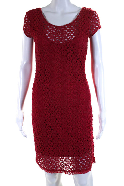 Free People Womens Sleeveless Knit Overlay Sheath Dress Red Size Small