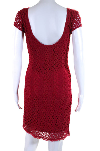 Free People Womens Sleeveless Knit Overlay Sheath Dress Red Size Small