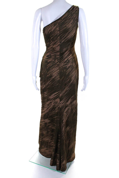 Donald Deal Womens Brown Printed One Shoulder Bodycon Dress Scarf Set Size 8