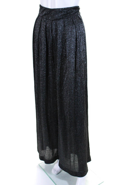 Carmen Marc Valvo Womens Gray Glittery High Rise Zip Back Wide Leg Pants Size 10