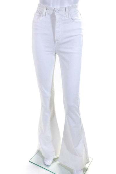 7 For All Mankind Womens Ultra High Rise Skinny Flare Leg Jeans White Size 28