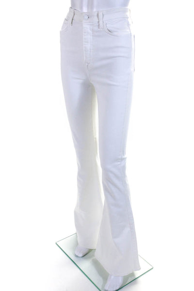 7 For All Mankind Womens Ultra High Rise Skinny Flare Leg Jeans White Size 28