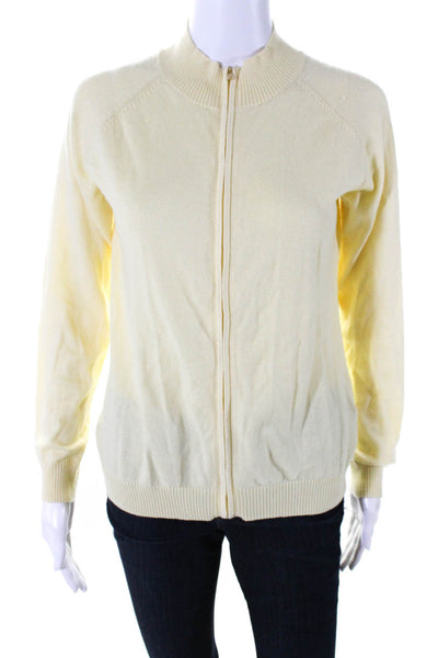 Peter Millar Womens Knit Full Zip Mock Neck Cardigan Jacket Yellow Size Small