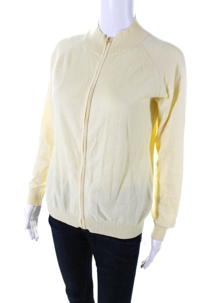 Peter Millar Womens Knit Full Zip Mock Neck Cardigan Jacket Yellow Size Small