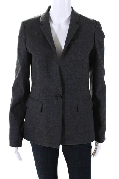 J Crew Womens Notched Collar One Button Blazer Jacket Gray Wool Size 4