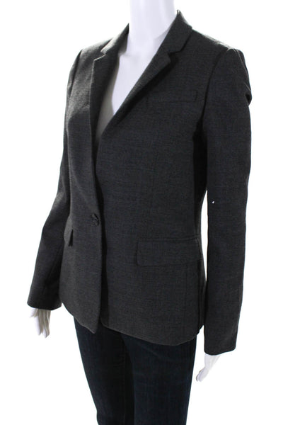 J Crew Womens Notched Collar One Button Blazer Jacket Gray Wool Size 4