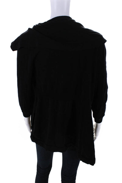 Theory Womens Black Wool Cowl Neck Open Front Cardigan Sweater Top Size S