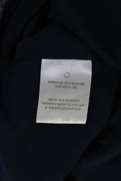 Theory Womens Blue Silk Printed Crew Neck Zip Back Sleeveless Shift Dress Size 4