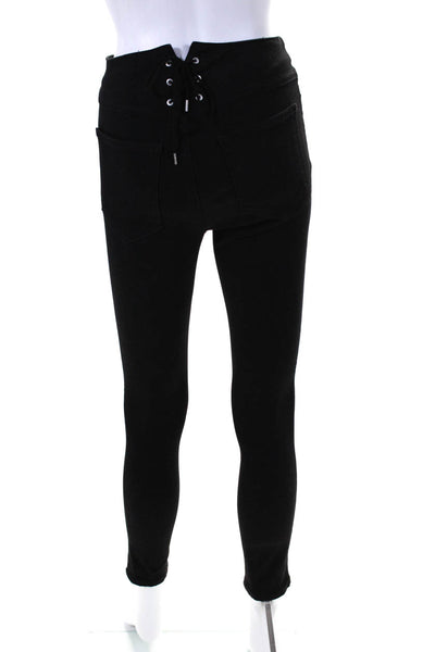 Rag & Bone Womens Cotton Snap Button Zipped Sailor Skinny Jeans Black Size EUR25