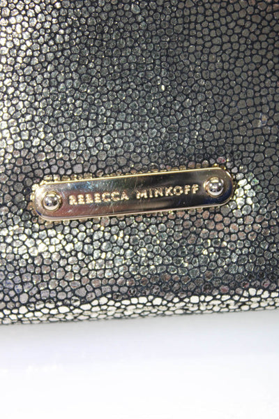 Rebecca Minkoff Womens Ring Flap Closure Clutch Handbag Gold Metallic