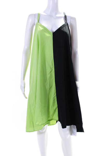 Veda Womens V Neck Sun Dress Black Lime Green Size Extra Extra Large