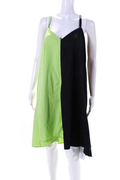 Veda Womens V Neck Sun Dress Black Lime Green Size Extra Extra Large