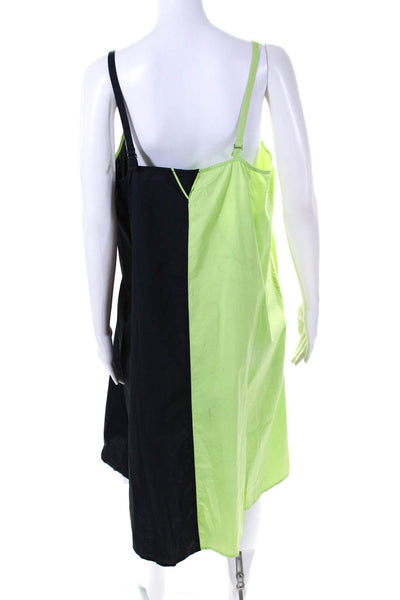 Veda Womens V Neck Sun Dress Black Lime Green Size Extra Extra Large