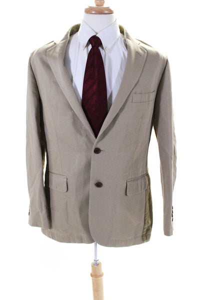 346 Brooks Brothers Mens Khaki Two Button Blazer Jacket Beige Size 42